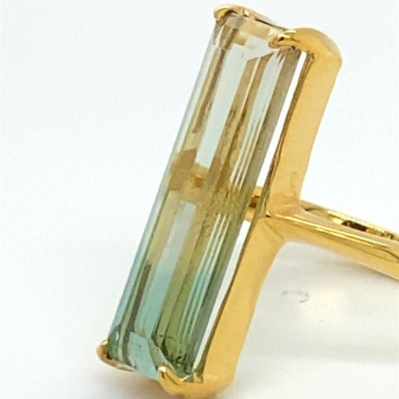 BiColor Tourmaline 7.70ct Solid 14K Yellow Gold Ring - Picture 7 of 7